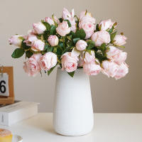 6pcs/Lot Rosa Simulada Estilo Americano Con Borde Focal Decoraciones De Flores Artificiales Para Sala De Estar Y Mesa De Comedor - details 2
