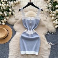 New Hotsweet Midi Bodycon Dress Diseño De Cremallera Sin Mangas Estilo Verano Playa Color Bloqueado Mujer Moda Elegante - details 1