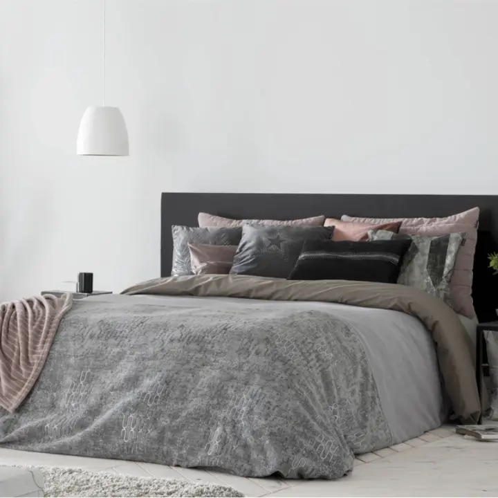 ANTILO TEXTIL Funda Nórdica Abby de Antilo - Gris y Verde - Tacto Suave - Fabricación Española - 1