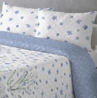 Colcha Doble Cara Primavera Verano Azul Celeste - Estampado Botánico con Flores en Relieve | Tallas Exactas Cama 90, 105, 135 y 150  |  Termosellado Industrial | Incluye Fundas de Almohada - details 0
