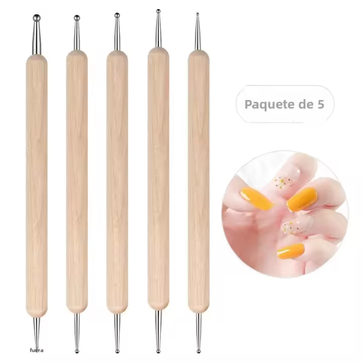 5pc Set Profesional De Pinceles Para Uñas 2 Modos Herramientas De Manicura DIY Con Plástico Y Acero Selección De Piedras Preciosas - 1