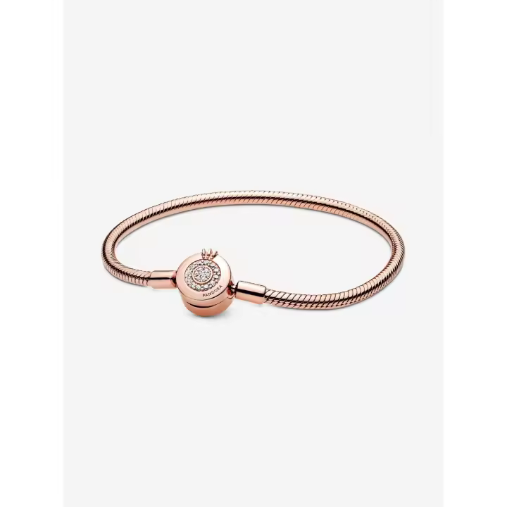 Pandora - Pulsera Pandora Moments with Cadena de Serpiente y Brilliant Crown-Baño de Gold Rose de 14 K - 1