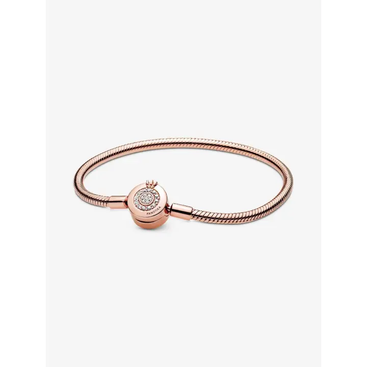 Pandora - Pulsera Pandora Moments with Cadena de Serpiente y Brilliant Crown-Baño de Gold Rose de 14 K - 1