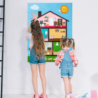 Juego Interactivo De Aprendizaje Para Niños 98Pcs Build My House Felt Story Board Set Montessori Juguetes Para Librería Sofá Silla Preescolar Con Tema De Animales Y Naturaleza - details 3