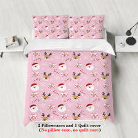 Juego De Cama Navideño 3 Piezas Con Estampado De Santa Rosa Y Rosas En Color Rosa Suave Y Cómodo Conjunto De Edredón Y Almohadas - details 9
