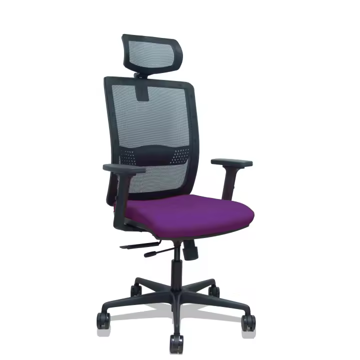 Silla Haches traslack malla negra asiento bali morado brazos 2D ruedas 65mm cabecero regulable - 1