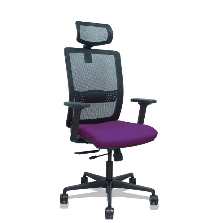 Silla Haches traslack malla negra asiento bali morado brazos 2D ruedas 65mm cabecero regulable - 1