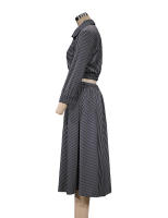 Conjunto De Vestido Elegante Para Mujer BAMBOOBOY Azul Rayado Con Manga Larga Botones Y Shorts Camisa De Cuello En V Y Falda Plisada Cintura Alta Talla MÁS GRANDE Estilo De Calle Moda Verano - details 14