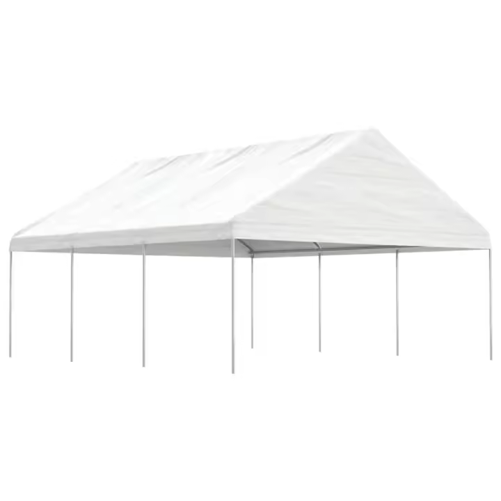 vidaXL Cenador con techo polietileno blanco 6,69x5,88x3,75 m - 1