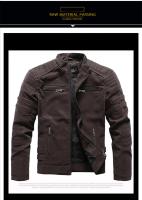 Chaqueta De Cuero Invierno Para Hombre Con Forro De Poliéster Caliente Estilo Motocicleta Con Bordado PU Multibolsillos Vintage Outwear Chaqueta De Viento De Otoño - details 3