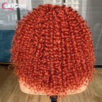 Pelucas Sintéticas De Encaje Frontal CurlyCoo Para Mujeres Negras Cortas Enredadas Bob Ombre Onda Natural Peluca De Cosplay - details 12