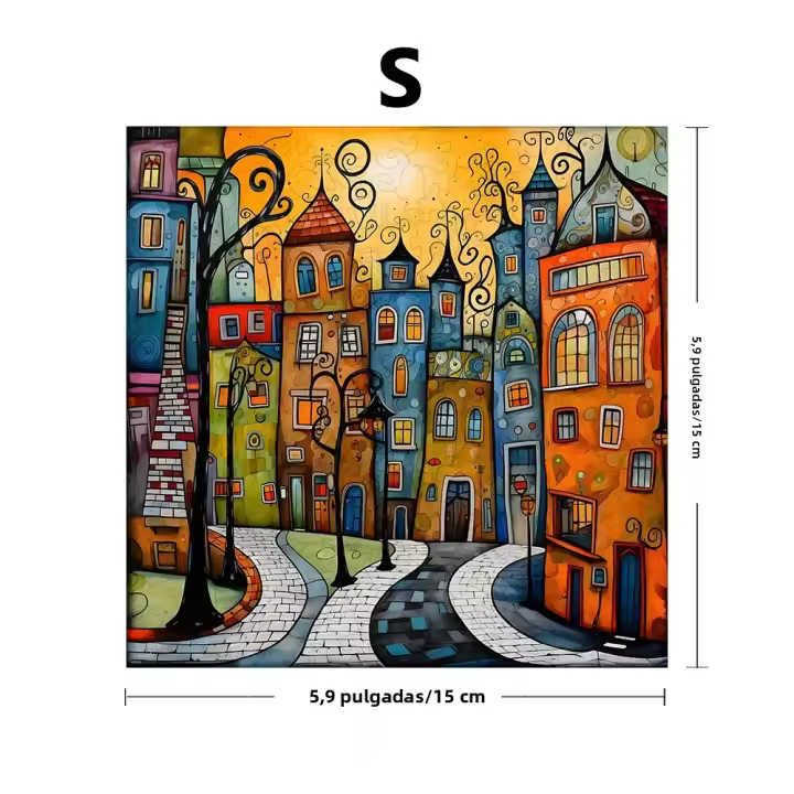 Rompecabezas De Madera En Forma Irregular Con Diseño De Ciudad Cartoon Juego De Construcción Creativo Para Regalo De Navidad Y Fiestas Adecuado Para Amigos - 1