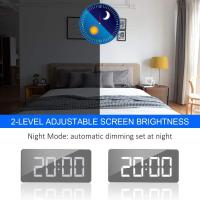 Reloj Despertador Digital LED con Alarma y Repetición - Espejo de Maquillaje - Negro - details 2