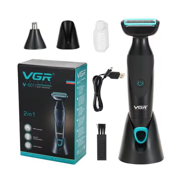 Afeitadora Eléctrica Retro VGR Para Hombres Multifuncional 2 En 1 Afeitadora Y Limpieza Nariz Y Cabello IPX4 Recargable Universal 100-240V - 1