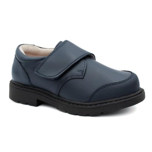Zapatos colegiales de piel BUBBLE KIDS 1496 con velcro para niño