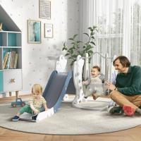 AIYAPLAY Juego de Tobogán y Columpio para Niños 3 en 1 Columpio para Niños de 18-48 Meses Tobogán para Bebés con Aro de Baloncesto Carga 30 kg 150x185x92 cm Blanco y Azul - details 1