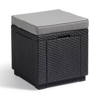 Keter Puf cubo de almacenamiento con cojín en color Capuchino/Grafito | acolchados duraderos para sofás de jardín terraza exterior - details 1