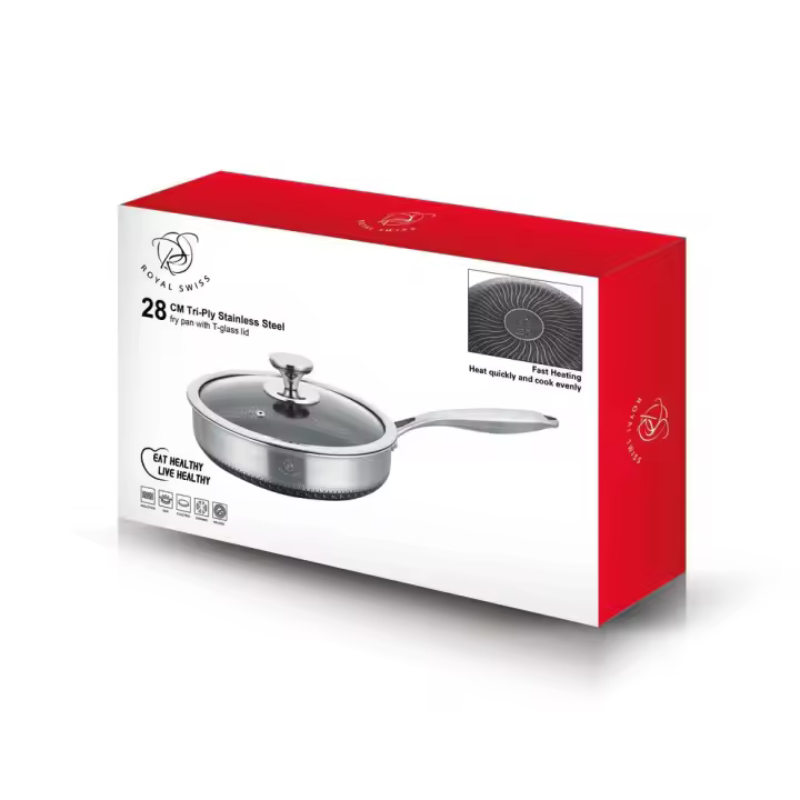Sartén de acero inoxidable de tres capas de 28 cm - PROFESIONAL - VALE INDUCCION - TODO TIPO DE FUEGOS - 1