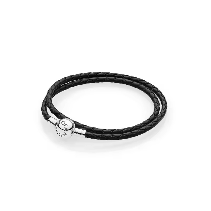pulsera pandora cuero negro trenzado - 1