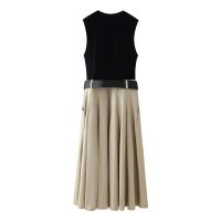 Vestido Sin Mangas Para Mujer Con Hombros Reforzados Y Corte Circular Estilo Européen Y Americano Primavera 2024 Polyester - details 2