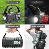 Radio De Emergencia Portátil Con Luz De Lectura Y Batería Recargable De 10000mAh Resistente Al Agua AM/FM/SW/NOAA Alerta Solar Hand Crank - details 4