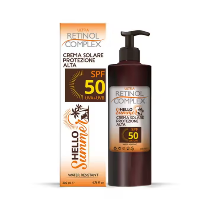 Bronceado Saludable Hello Summer Ultra Retinol Complejo Crema Solar SPF 50 Alta Protección Resistente al Agua - 1