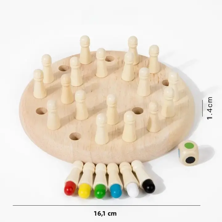 Juego De Memoria De Madera Juego De Ajedrez De Palillos Tablero De Colores Juguete Educativo Montessori Para El Aprendizaje De La Capacidad Cognitiva Juguetes Para Niños - 1