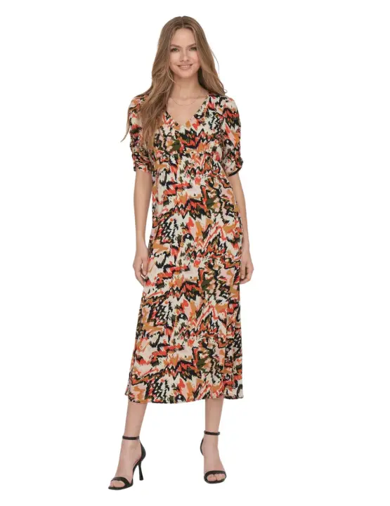 Only Vestido Largo Estampado Multicolor Slim Mujer - 1