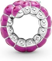 Pandora Moments - Colgante de oruga de plata de ley con cristal negro, esmalte rosa y rosa oscuro，Incluye Caja Original - details 1