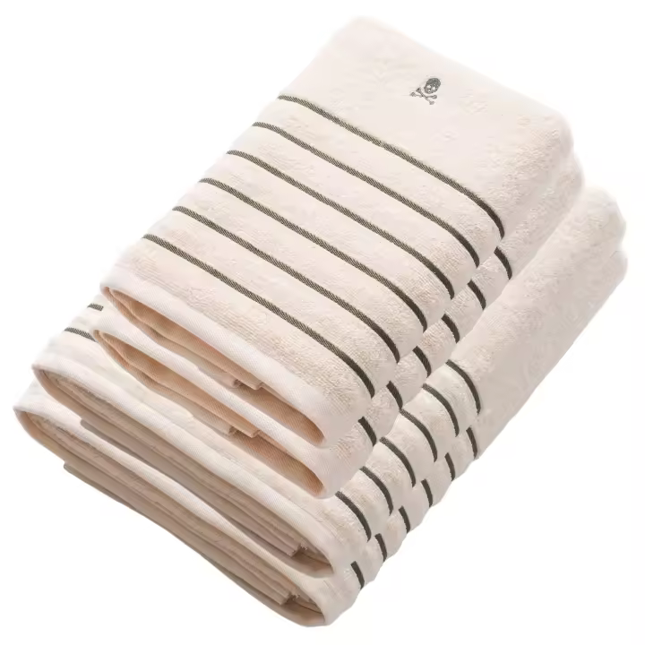 Scalpers Home Set de 4 toallas: 2 de lavabo (100x50) y 2 de ducha (150x90), 100% algodón, 550GSM, gris con rayas - 1
