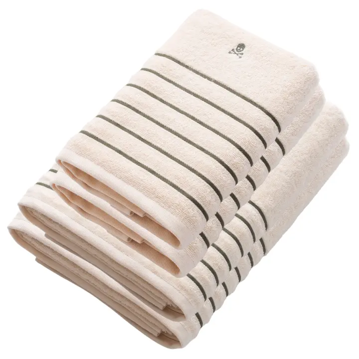 Scalpers Home Set de 4 toallas: 2 de lavabo (100x50) y 2 de ducha (150x90), 100% algodón, 550GSM, gris con rayas - 1