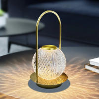 Lámpara De Mesa Vintage De Bola De Cristal Táctil Recargable Por USB Para Decoración De Dormitorio Luz Nocturna De Acrílico - details 0