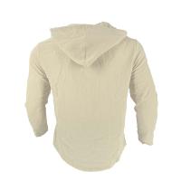 Camisa Casual Para Hombre De Color Sólido Con Capucha Y Cuerda Ajustable De Algodón Y Lino Estilo High Street Top Versátil Para El Día - details 21