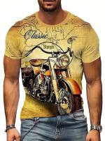 Camiseta De Motociclista 2024 Para Hombres Estilo Vintage Con Impresión 3D Corta Cuello Redondo Oversize Moda De Calle Tejido Poliéster - details 17