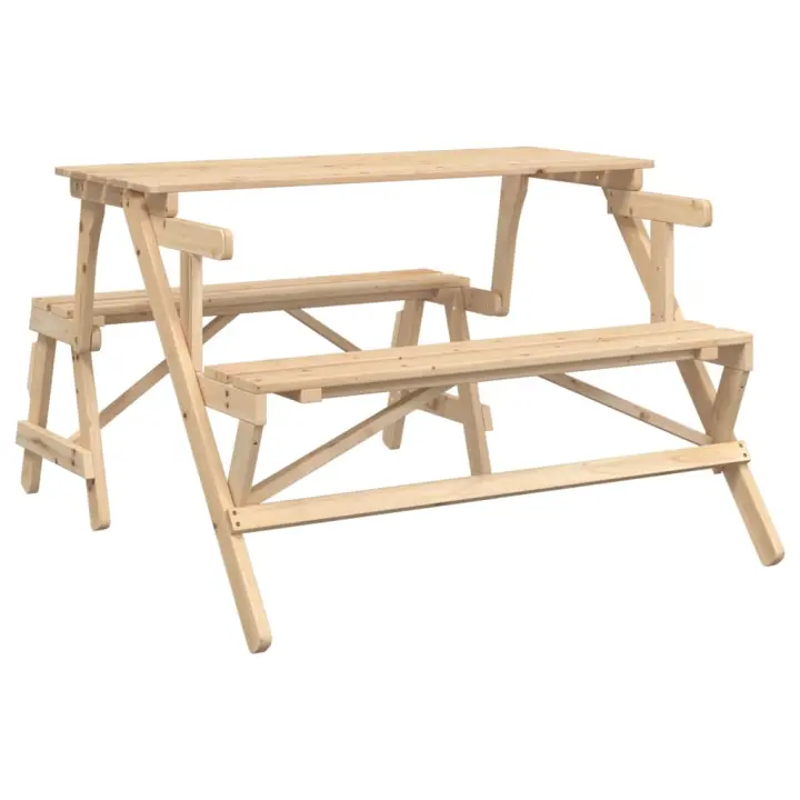Mesa de picnic bancos 2 en 1 convertible Madera maciza abeto - 1