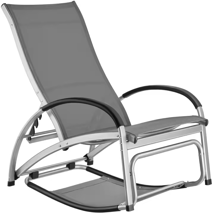 Tectake - Tumbona AVIGNON función 2 en 1, respaldo ajustable, Tumbona de jardín cómoda, utilizable como mecedora también, Superficie de descanso de tejido textileno transpirable y repelente al agua, Respaldo ajustable en 4 posiciones para un gran confort - 1