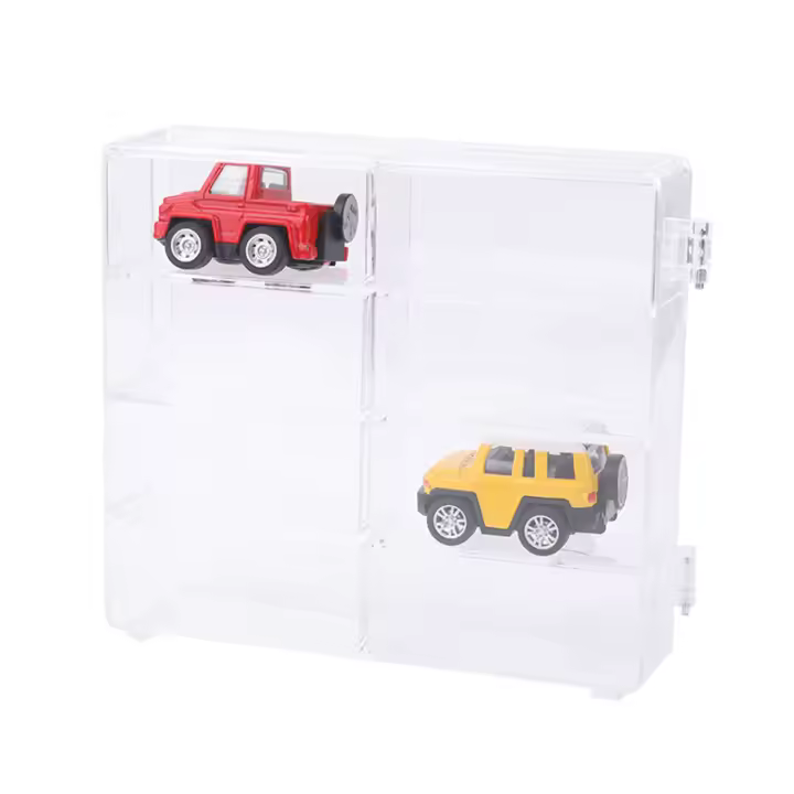Caja De Almacenamiento Para Coches a Escala 1:64 Con 8 Ranuras Transparentes Protector Contra Polvo Para Colección De Juguetes - 1