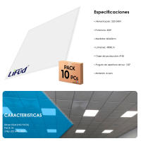 IWIIK Pack x10 Panel LED 60x60 cm 40W, 10 unidades para Falso Techo, Placa LED Driver Lifud, Paneles Bajo Consumo y Gran Luminosidad 4000 Lúmenes, No Flick, Marco Blanco - details 1