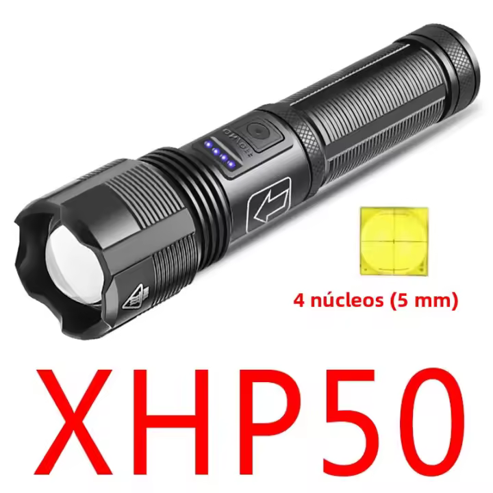 Linterna Recargable USB De Aluminio Portátil Con 4 Núcleos LED XHP70.2 XHP50.2 Lámpara Zoomable Para Caza Y Camping 18650 AAA - 1