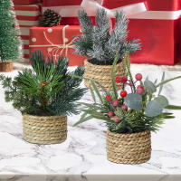 XIYA FLOWER Plantas Artificiales Rojas De Navidad Con Bayas Y Hojas Verdes En Maceta Material PE Decoración Para El Hogar - details 2