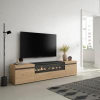 Skraut Home - Mueble de Televisión en melamina de alta calidad - 203x35x45cm - Fuego led efecto 3d - Veteado de madera - Tacto poroso - Estilo Moderno Elegante - details 0