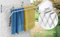 MARCTANI Tendedero Extensible Pared Acero Inoxidable - Tendederos Plegables Ahorra Espacio Interior o Exteriror - Tendal Plegable con 5 Barras 24 Pinzas - Tenderete de Ropa Fácil Instalación (100 CM) - details 9