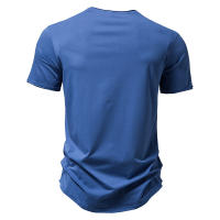Novedad de verano, camiseta de manga corta de color liso para hombre, talla europea, tops informales, camiseta de algodón con cuello redondo - details 9