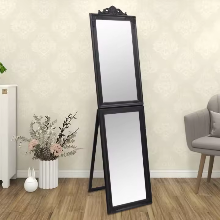 vidaXL Espejo de pie negro 50x200 cm - 1