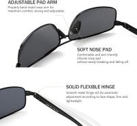 Protección polarizada rectangular ultraligera del Hombre UV400 DE LAS Gafas de Sol, Restaura visual El color verde - details 2