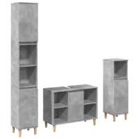 vidaXL Set muebles de baño 2 piezas madera contrachapada gris hormigón - details 1