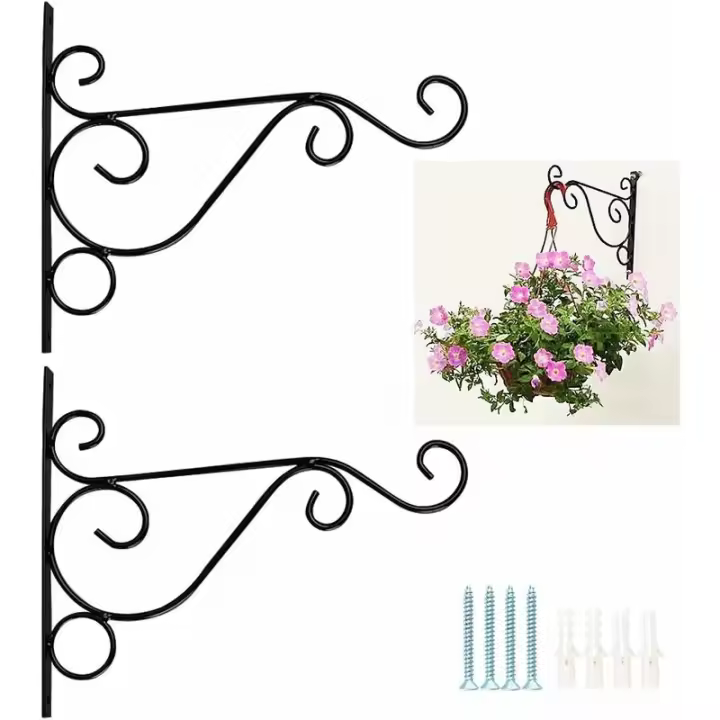 MINKUROW, 2 Uds., Ganchos Para Plantas Para Colgar En La Pared, Gancho Para Maceta, Colgante De Pared Para Decoración, Jardín, Balcón, Puerta, Farol Negro - 1