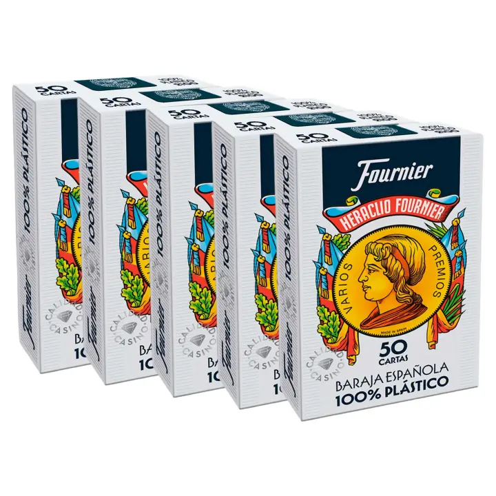 Pack 5 uds de Baraja Española Fournier Plástico 50 Cartas - Calidad Casino - 1