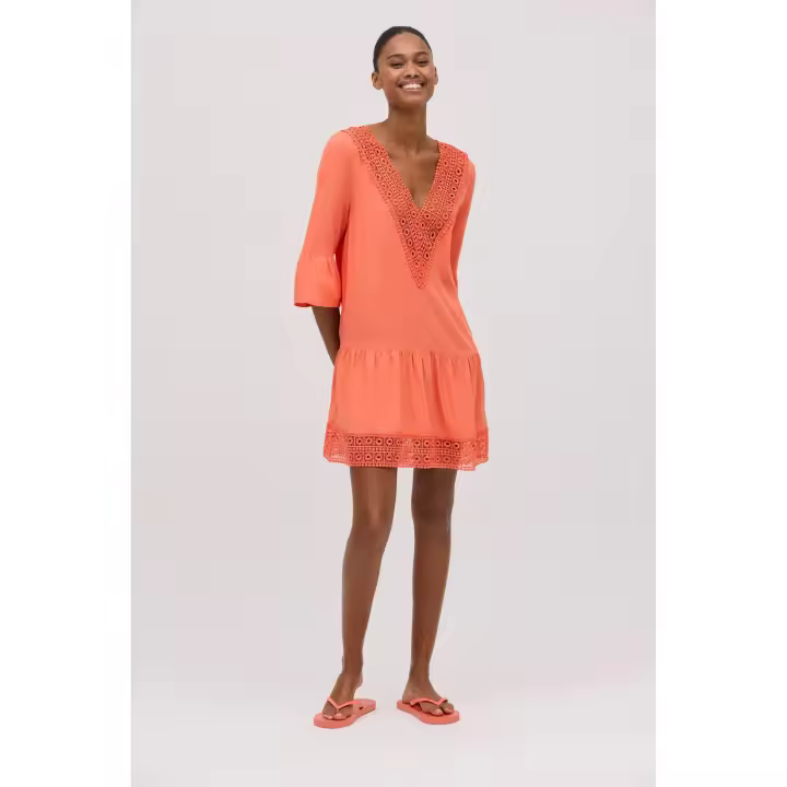 Ysabel Mora - Vestido corto media manga con escote coral - 1