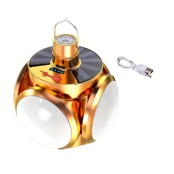 Lámpara De Mesa Recargable Portátil Con Solado Solar Para Camping Iluminación De Emergencia Con Mango Y Control Remoto Bombilla Plegable Para Tienda De Campaña - 1